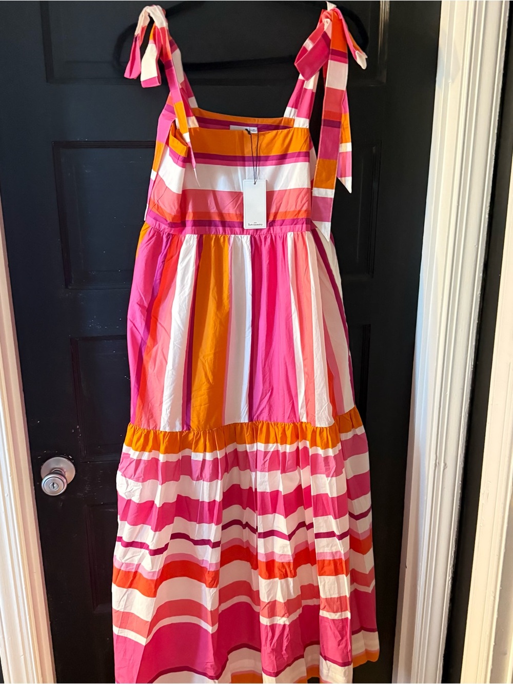 Hermoza Bridget dress striped Tie-Shoulder Sundress - Pink & Orange
